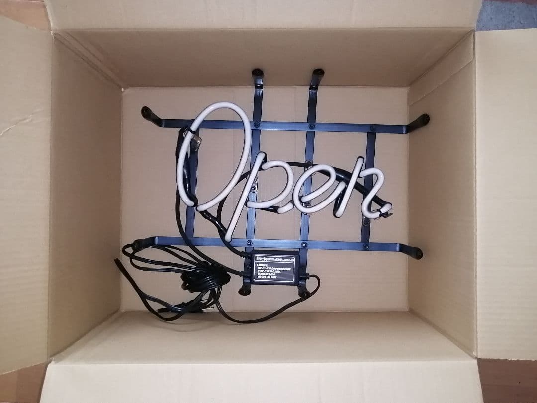 ネオンサイン OPEN サイン ピンク 本物ネオン管 フレーム入り ◎バー 看板