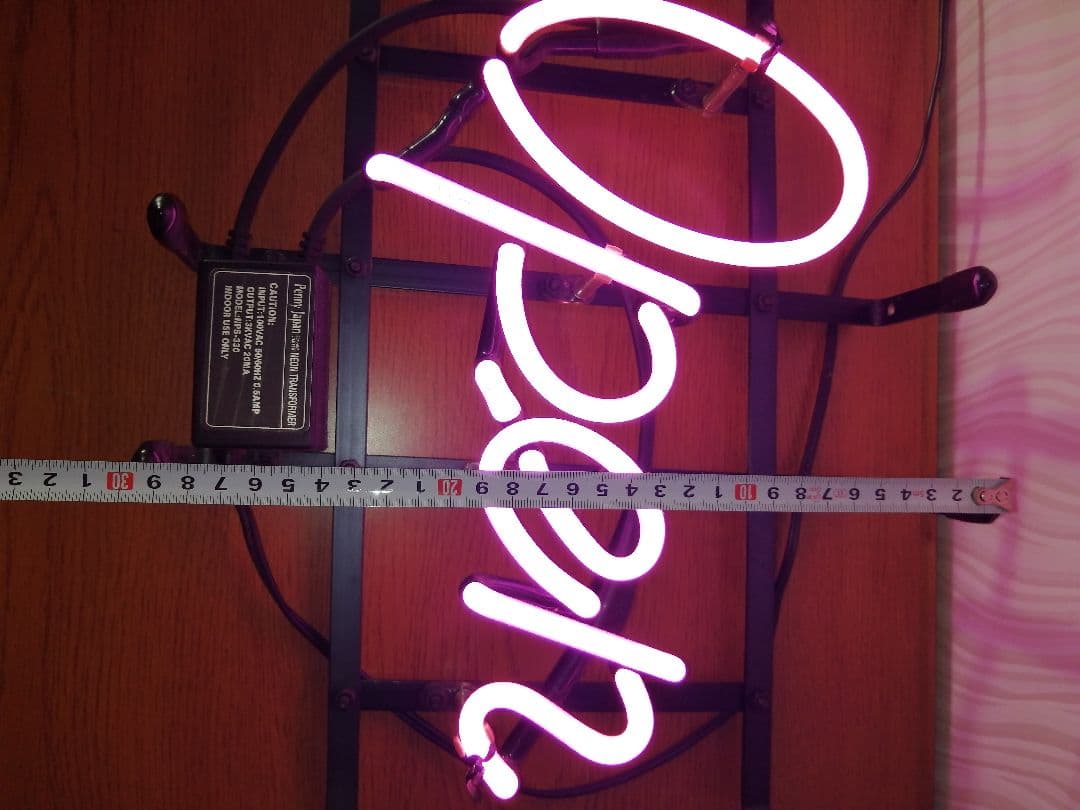 ネオンサイン OPEN サイン ピンク 本物ネオン管 フレーム入り ◎バー 看板