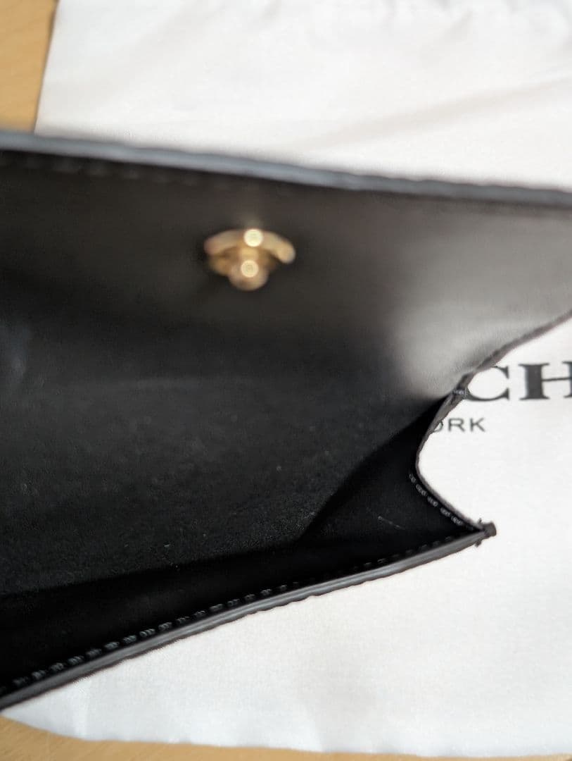 ☆COACH☆ ブラック 三つ折り財布 保存袋付き
