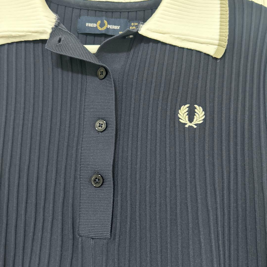 FRED PERRY 長袖ポロシャツ ネイビー/ホワイト