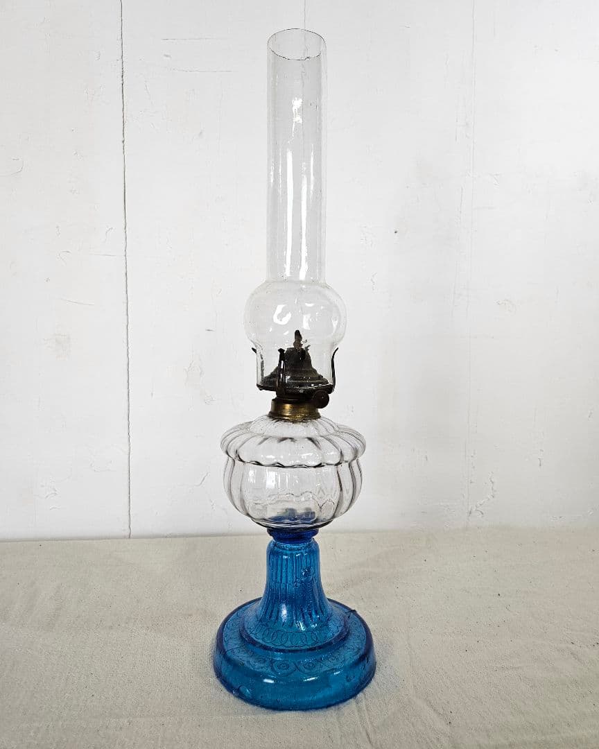 日本のアンティーク ガラス製 オイルランプ アルコール ランタン レトロ硝子