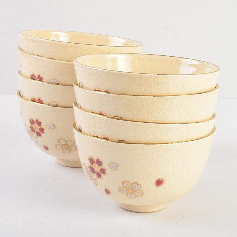 茶道具　京焼　野々村仁清　色絵桜文　数茶碗　八客　M　R9336