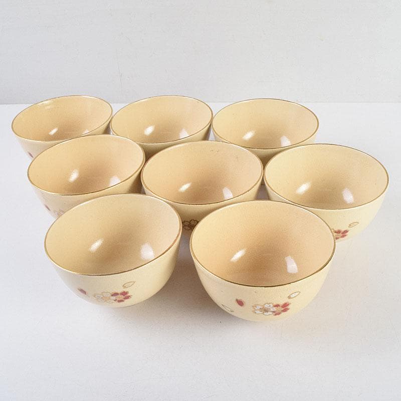 茶道具　京焼　野々村仁清　色絵桜文　数茶碗　八客　M　R9336