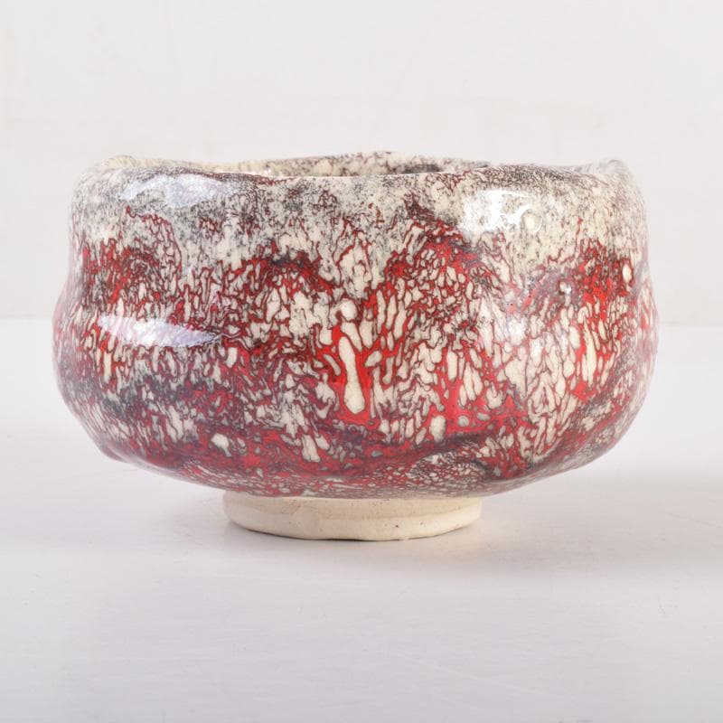 茶道具　箕面焼　松田志典作　辰砂　茶碗　共箱　C　7201