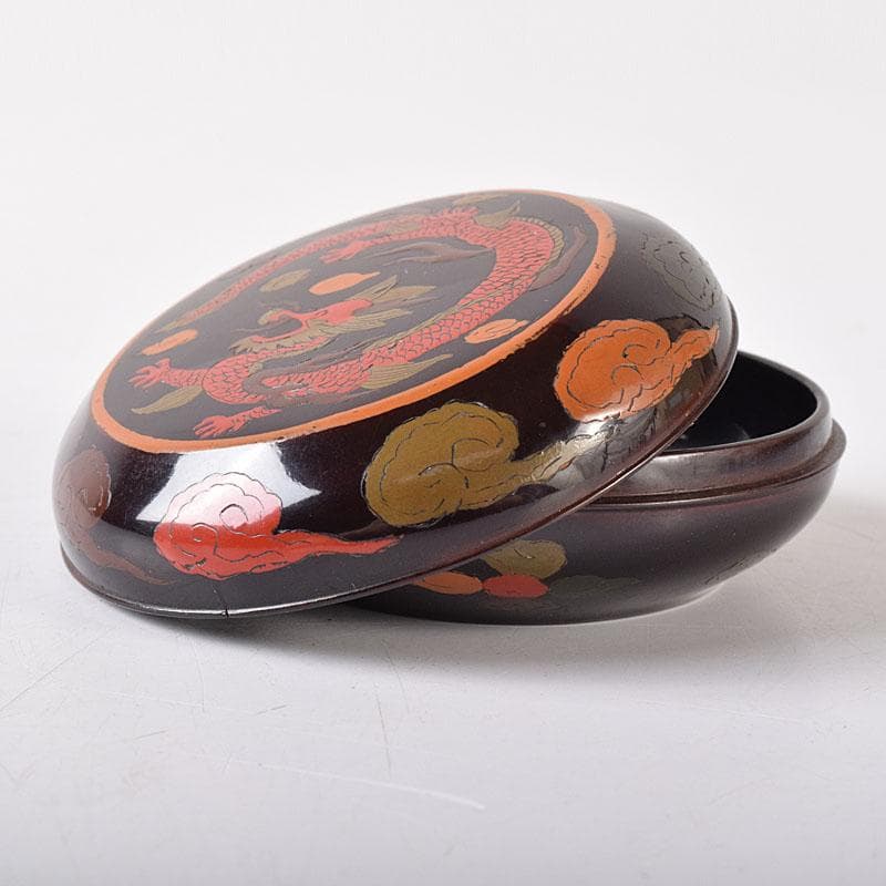 茶道具　時代漆塗　雲龍蒔絵　香合　時代箱　V　R8344