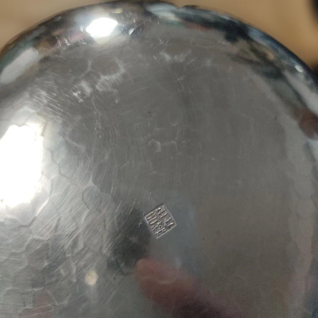 純銀。純銀盆。花形。四世　秦蔵六造。111g。茶道具。銀製品。中古品。