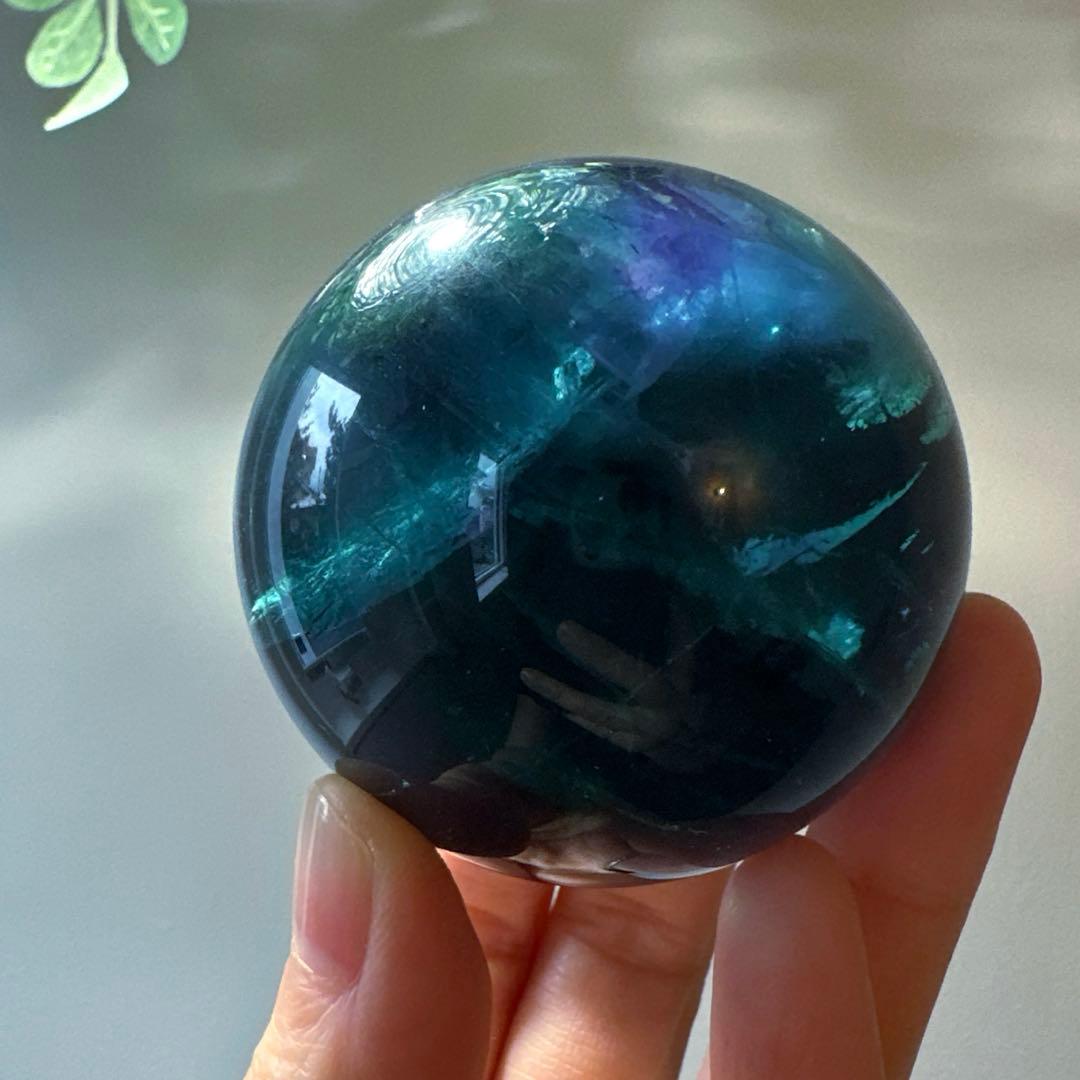人*析様 ブルーフローライト　スフィア　5.6㎝　289g マリンブルー　フロー