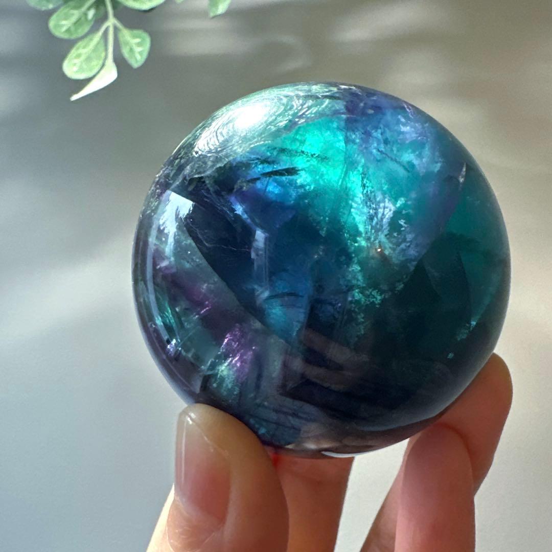 人*析様 ブルーフローライト　スフィア　5.6㎝　289g マリンブルー　フロー