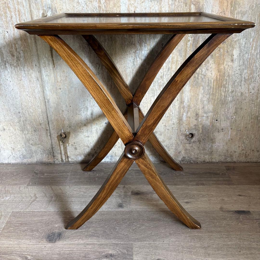 ヴィンテージ　ウッドクロスフレーム　サイドテーブル　コーヒーテーブル