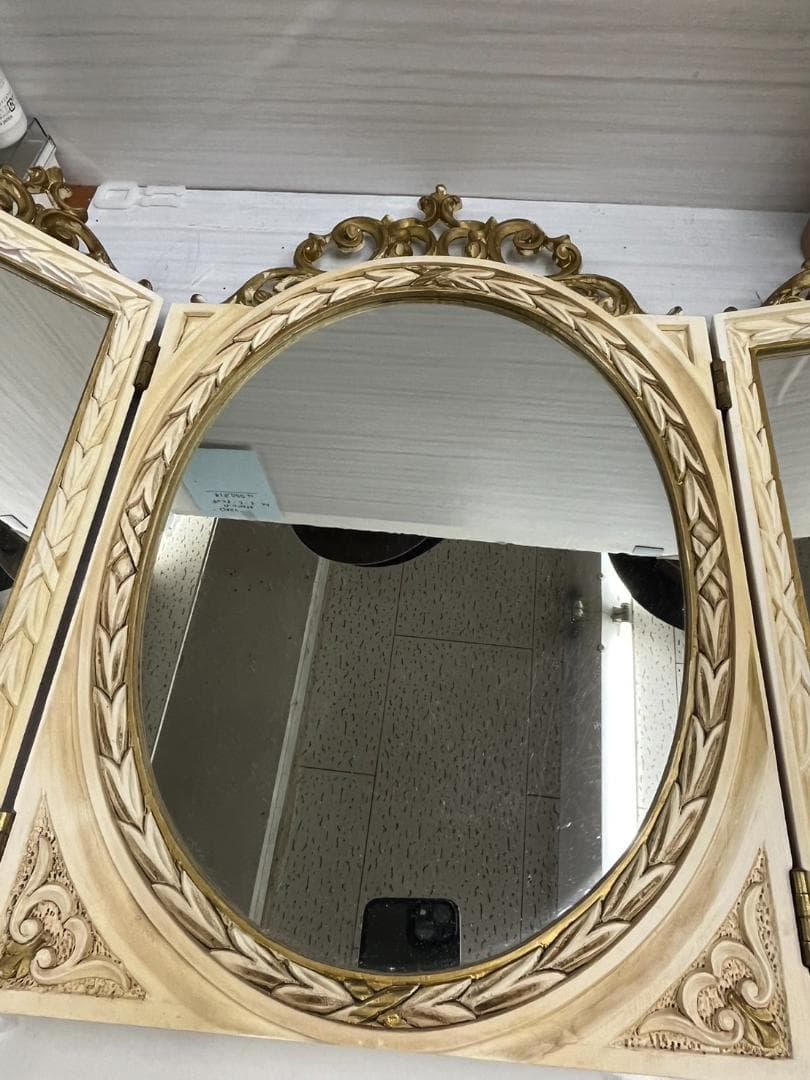 アンティーク調　イタリア製　３面鏡　レトロ