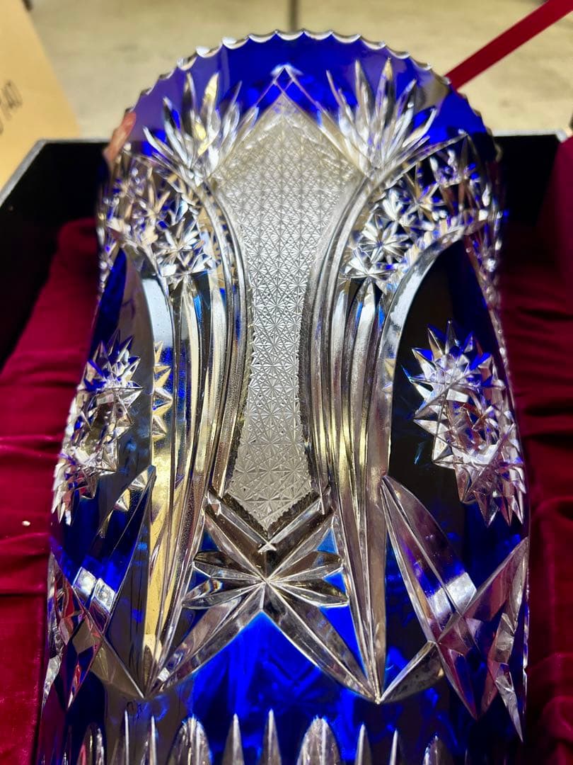 ドイツ　クリスタルガラス花瓶 色披 大型 高さ約40cm