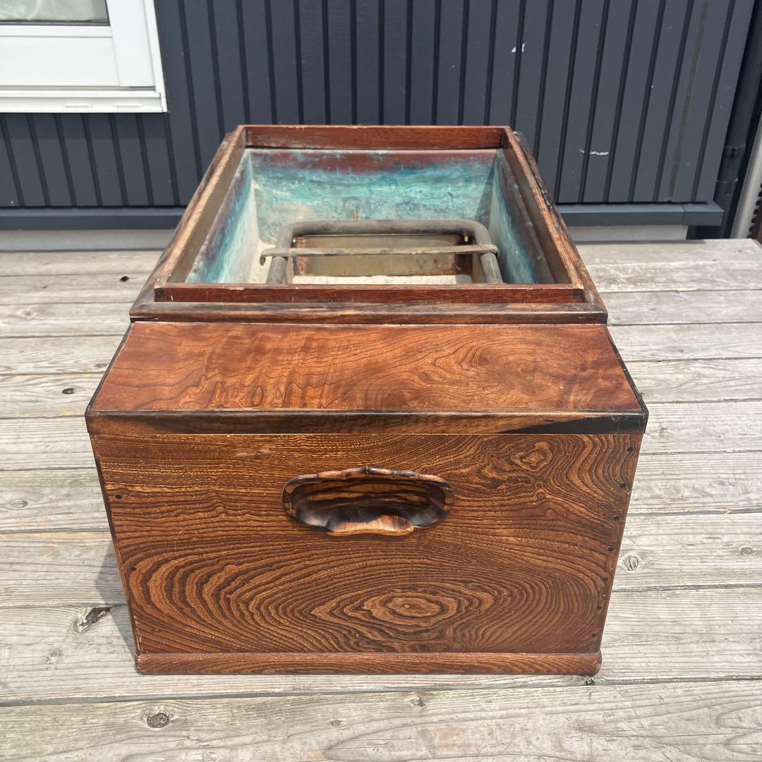 昭和レトロ 木製 長火鉢 五徳付き 5杯 引き出し収納付き 火鉢 囲炉裏 古家具