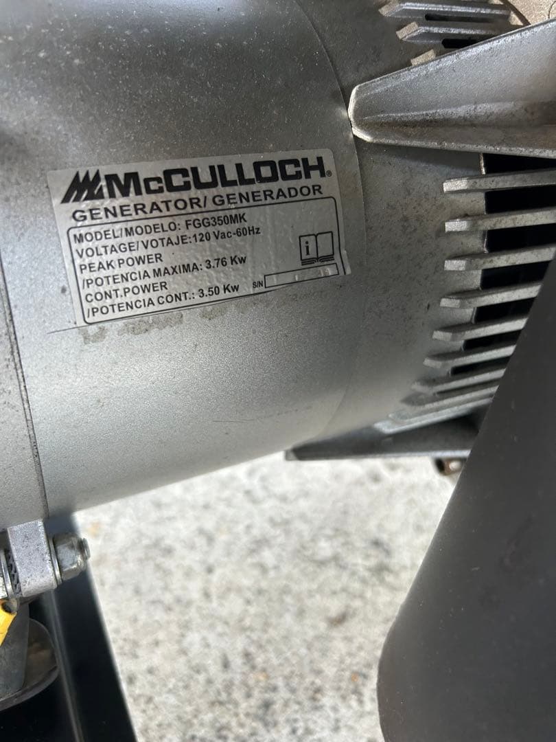 McCULLOCH ガソリン発電機 FGG350MK 3760W