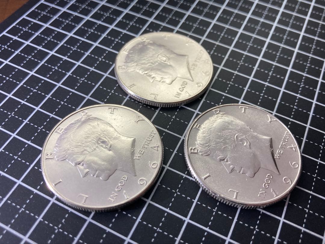 《アメリカ》ケネディハーフダラー銀貨3枚(1964年)