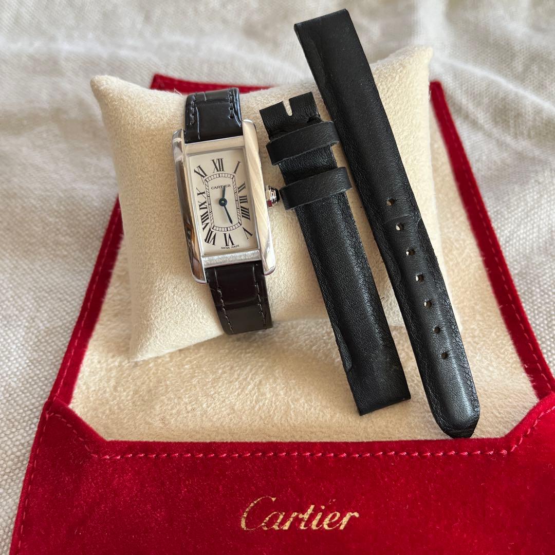 Cartierカルティエ　時計ベルト　タンクアメリカンSM 用　黒　ヌバック