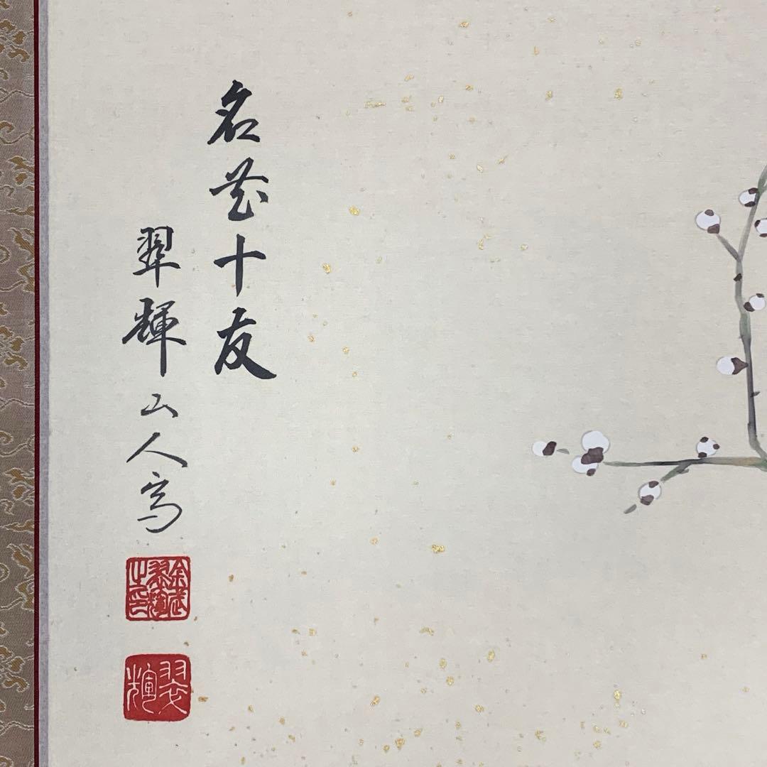 掛軸 金武翠輝 名花十友 共箱 56×189.5cm 3-69