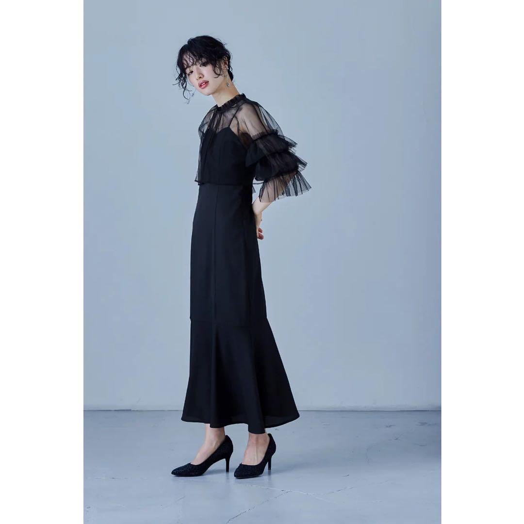 niana リボンチュールボレロセットドレス S 低身長 結婚式