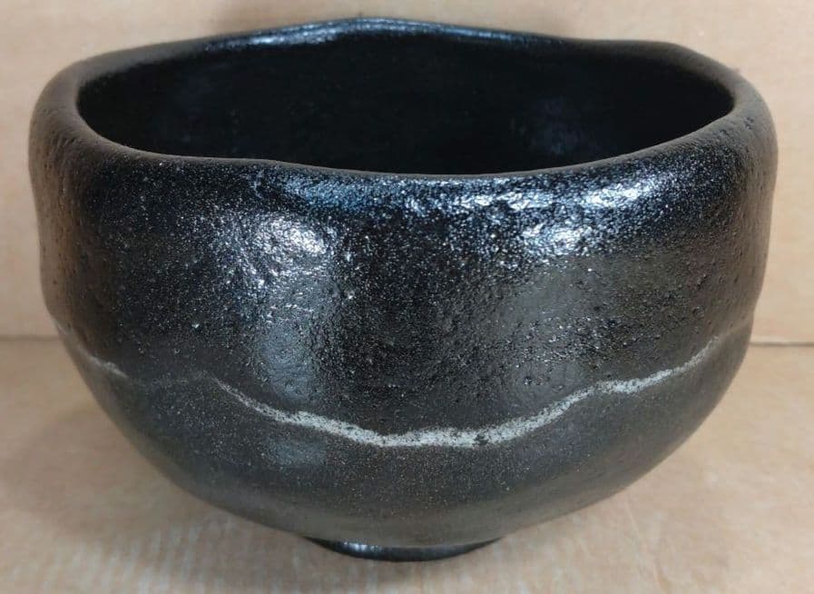 玉藻焼 二代氏家常美 黒茶碗 裏千家十五代 鵬雲斎 書付 共箱 美品 黒楽茶碗