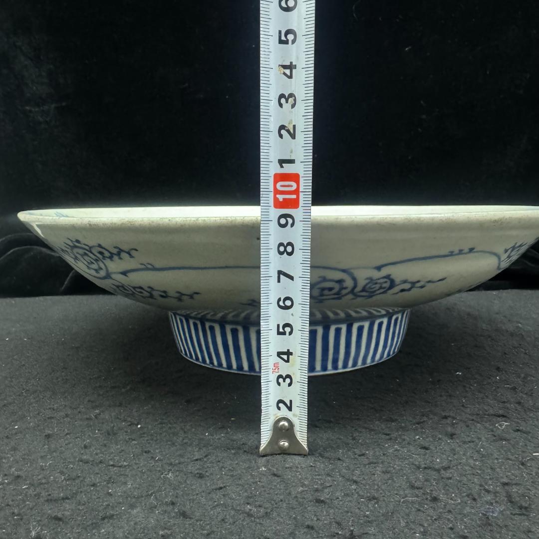 古伊万里　山水楼　大皿　染付　飾り皿　在銘　時代物33cm