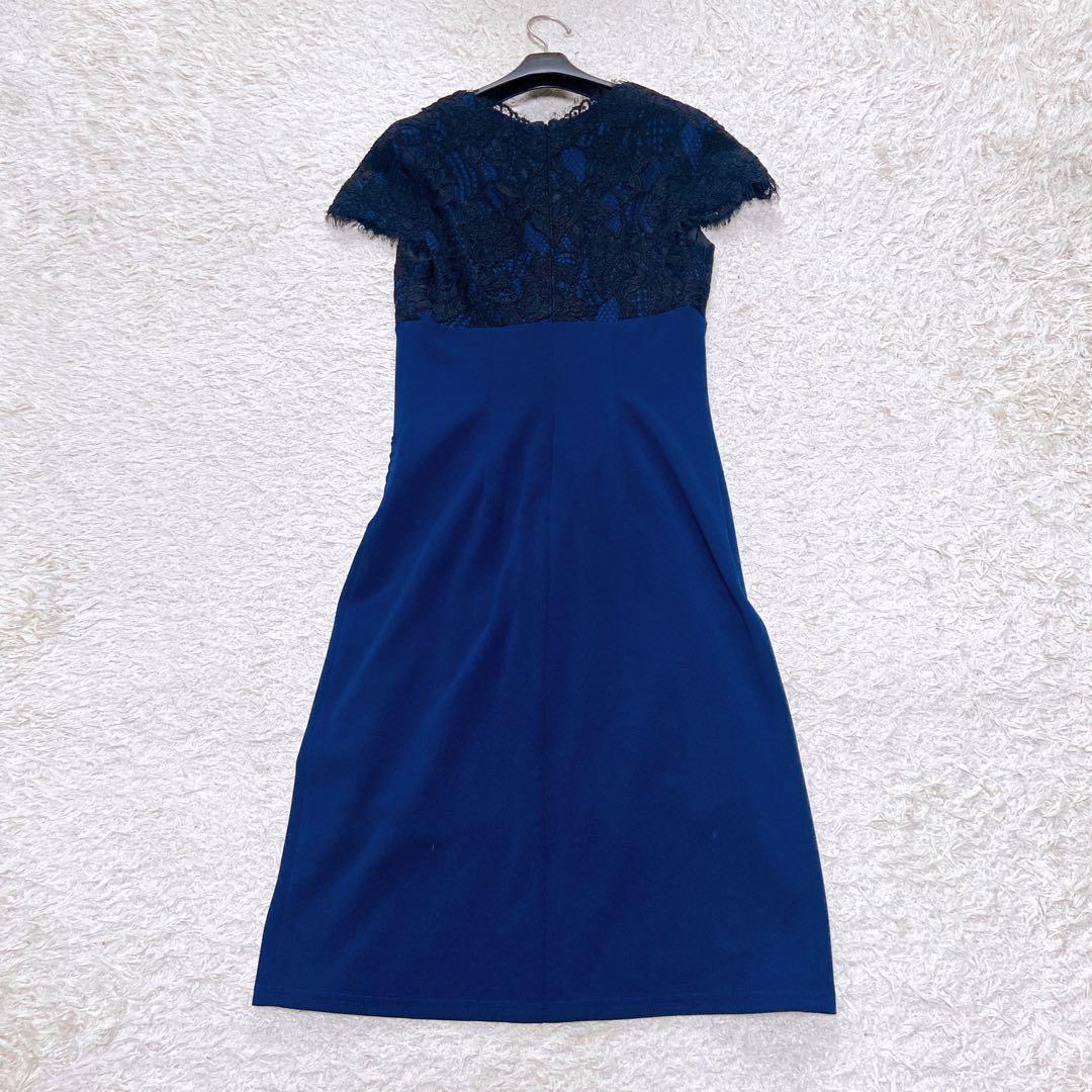 美品　タダシショージ　レース切替Ｖネック　キャップスリーブドレス　近年モデル　S