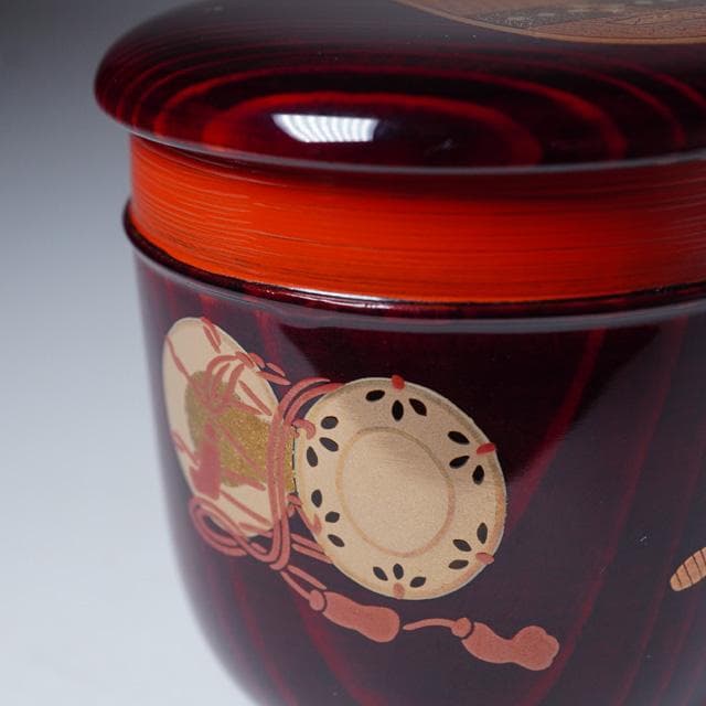 佐藤松斎　楽器蒔絵珠光棗　共箱　茶道具　茶器　輪島塗蒔絵師