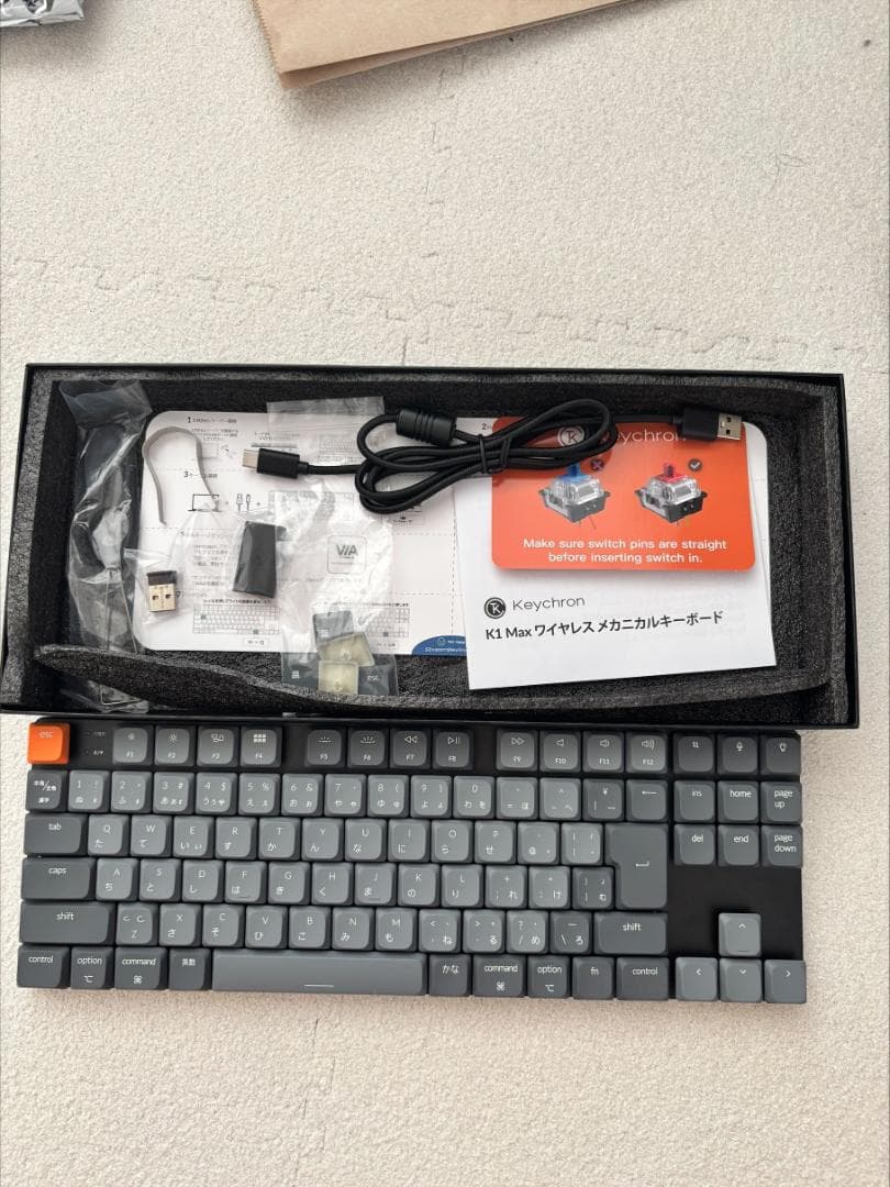 Keychron K1 Max（ロープロファイル、静音赤軸）