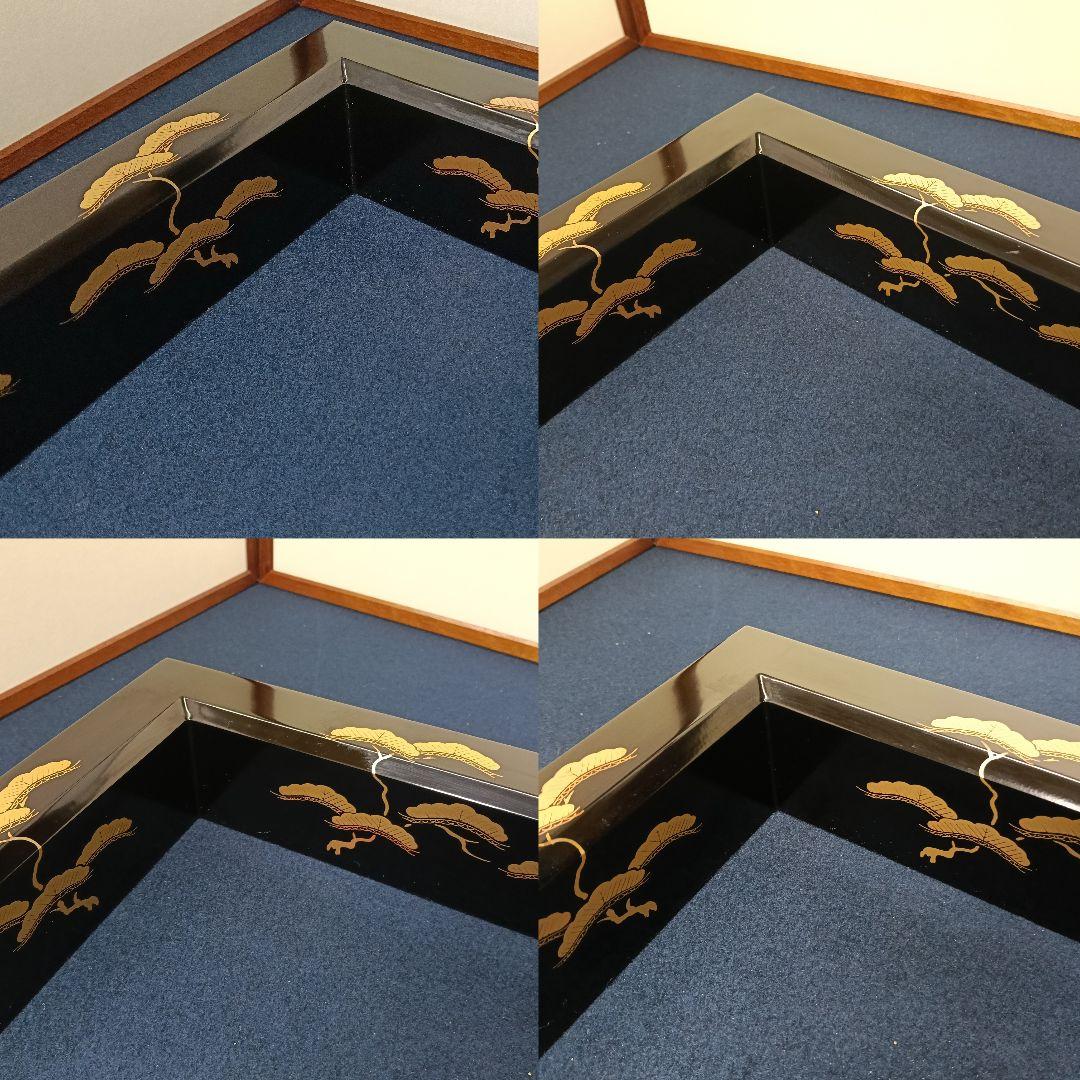 AO39 炉縁 蒔絵 老松図 松 木製 漆塗り 紙箱入 茶道具