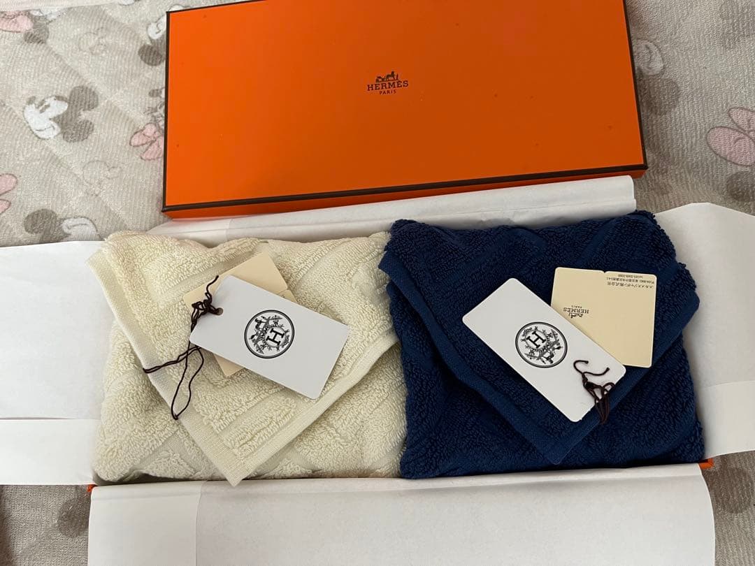 HERMES タオルセット ホワイト ネイビー