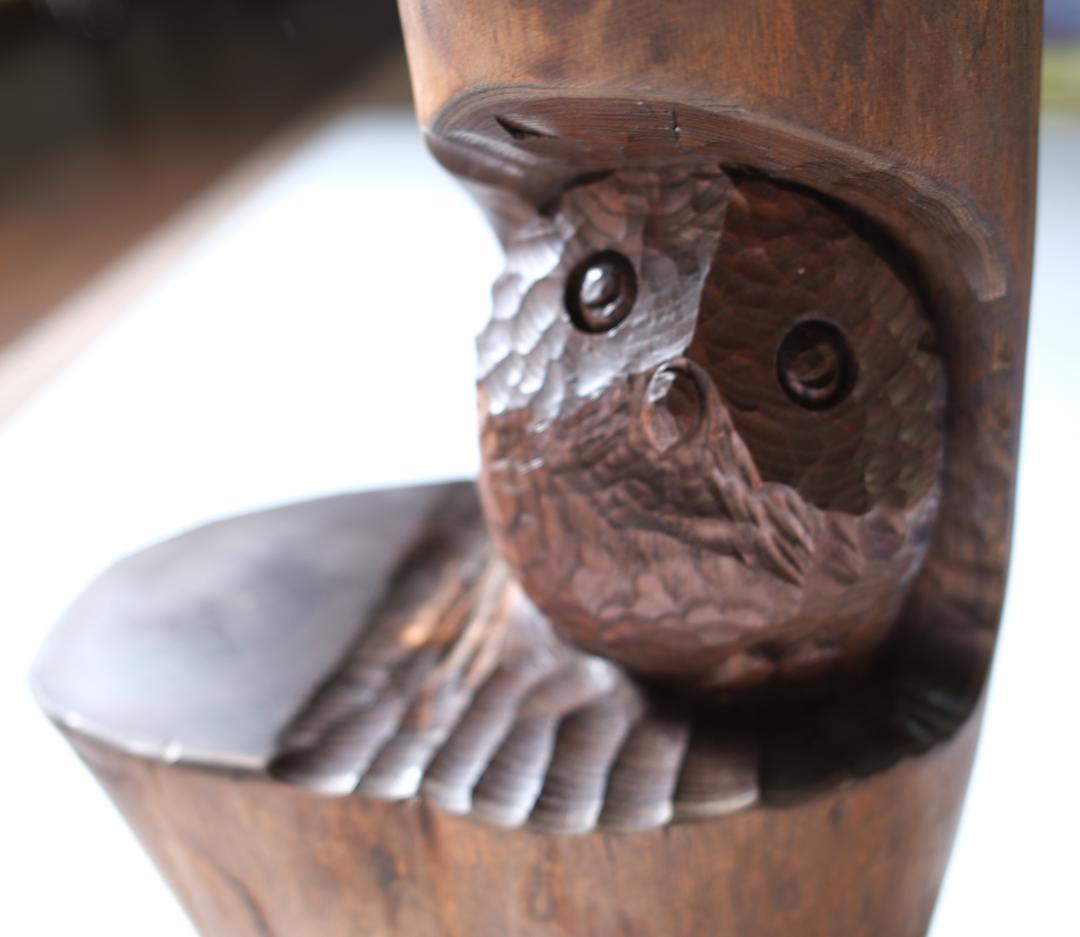 工房がんま フクロウの木彫り彫刻40cm