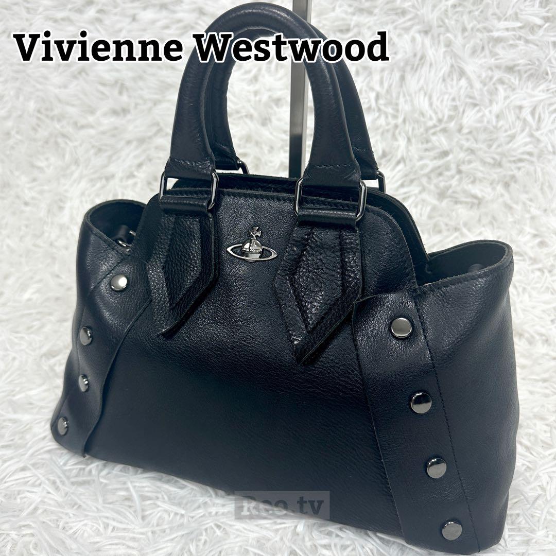 【ヴィヴィアンウエストウッド】ヌーロック オーブ ハンドバッグ スタッズ レザー