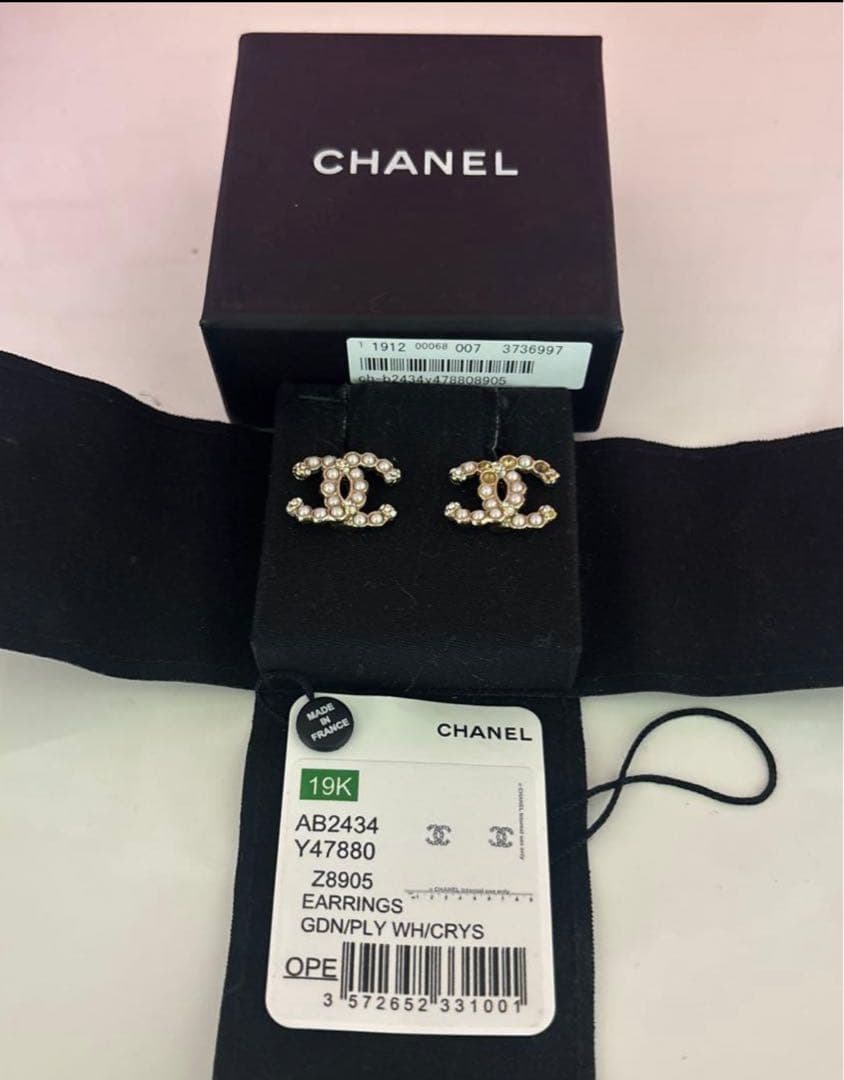 CHANEL CCロゴピアス 19Kゴールドパール AB2434 Y47880