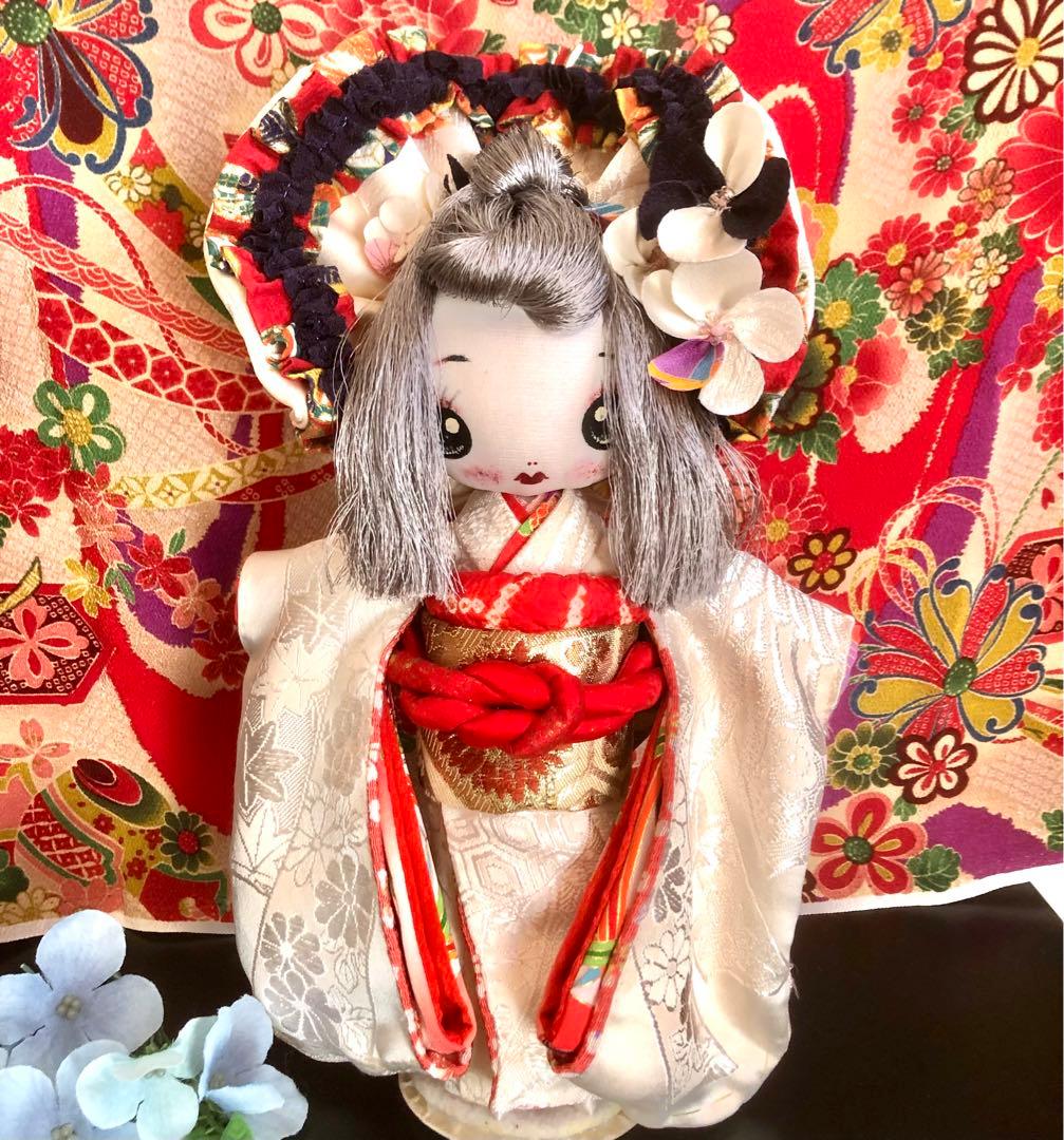 ＊夢 文化人形＊白無垢乙女♡創作文化人形約30cm着物人形エプロン＊