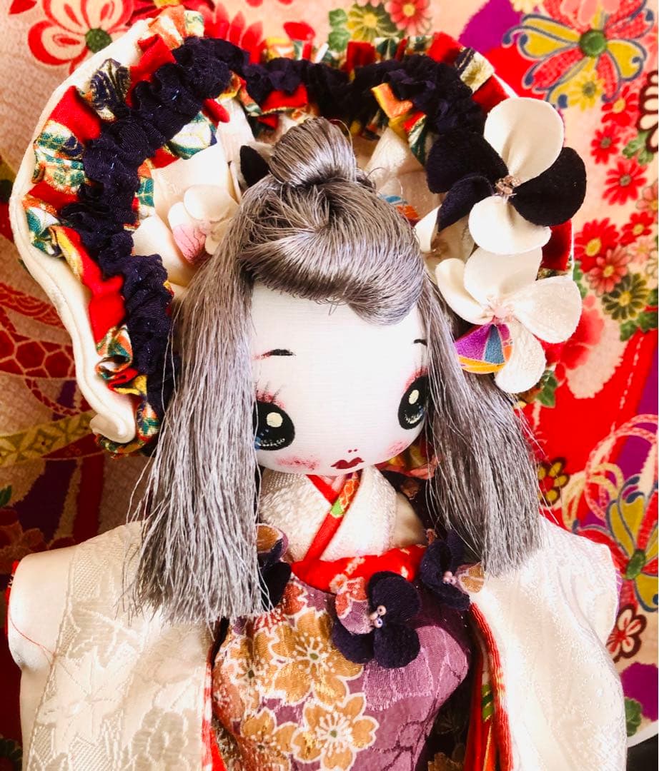 ＊夢 文化人形＊白無垢乙女♡創作文化人形約30cm着物人形エプロン＊
