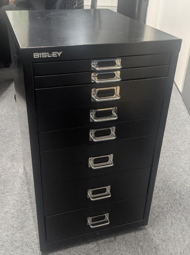 BISLEYスチールキャビネット8段BA3/8黒書類ケース