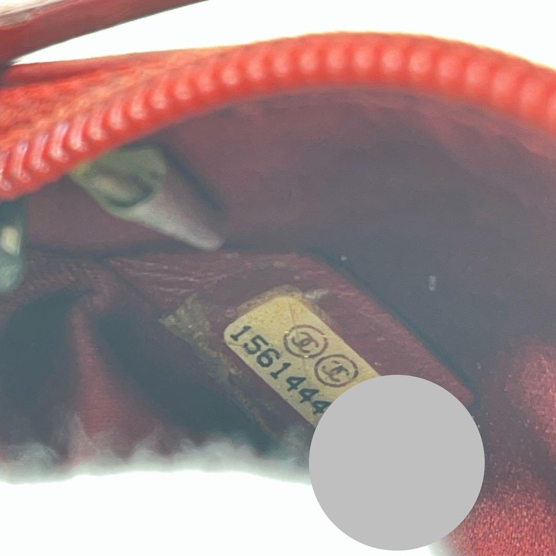 CHANEL ケース 小銭入れ カメリア ココマーク ロゴ金具 赤 本革