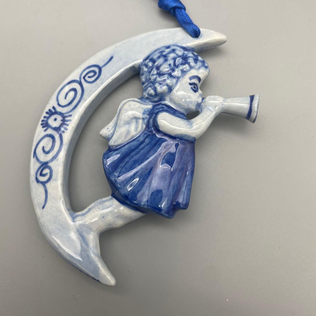 オランダ デルフト焼き 幸運を呼ぶ 月と天使の陶器