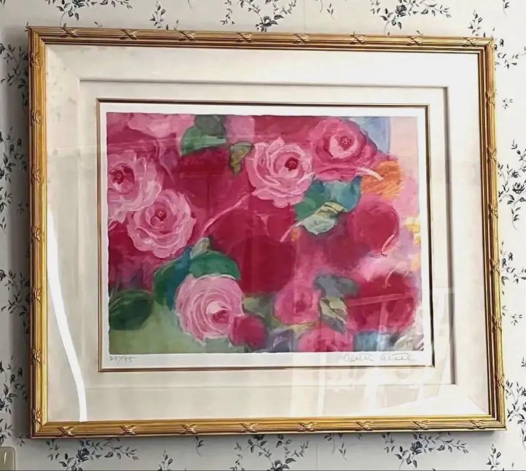 額入り版画　66×56 ジニー・キム　限定55枚　額装済　サイン、ED、証明書付