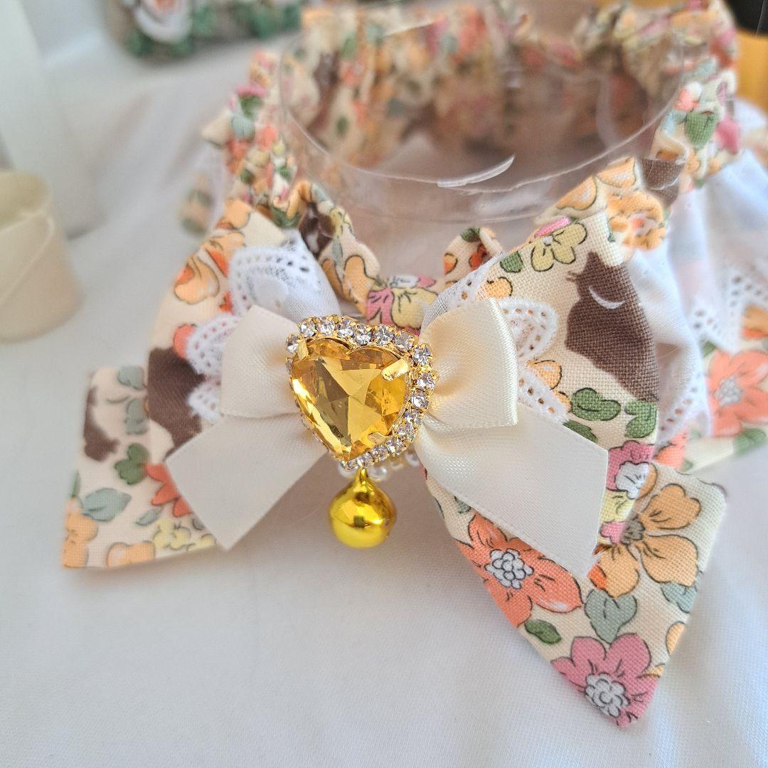 幅広シュシュ、ハロウィン限定、スイートロリータ(イエロー)わんちゃん猫ちゃん用