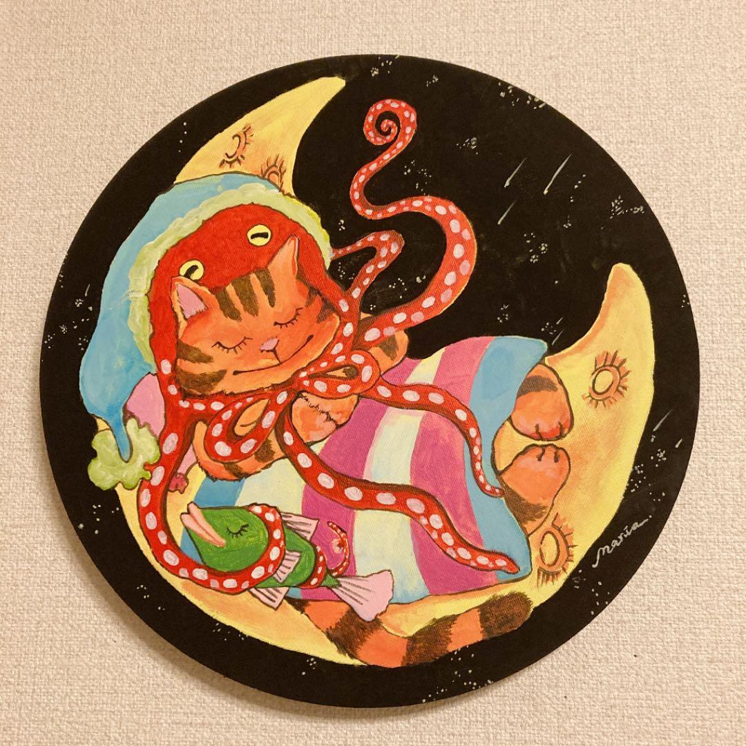 「　月で眠る　」　art インテリアデザイン　アクリル画