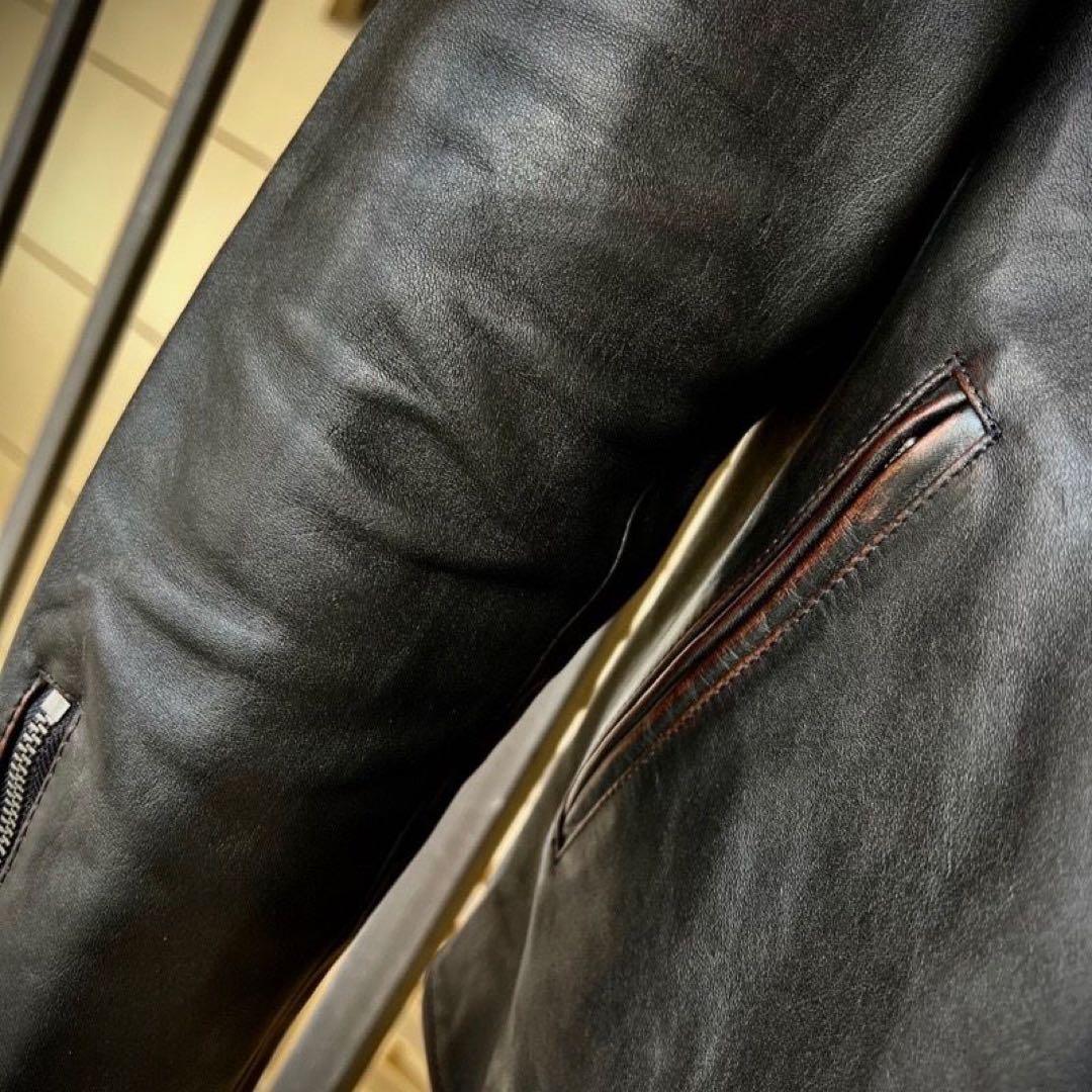 わ*ん様 ヴェノム風 馬革ライダースジャケット（RRL風デザイン）Lサイズ相当