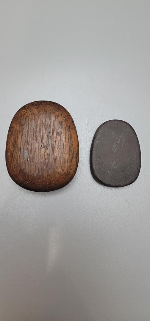 中国 楕円形 小硯 唐木 文房具