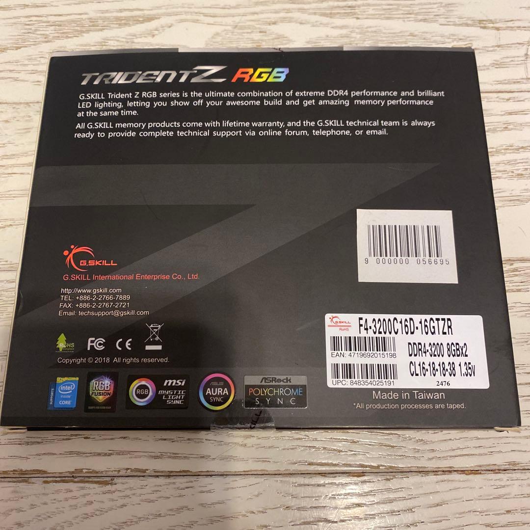 未開封 G.Skill DDR4メモリ DDR4-3200 16G（8GB×2)