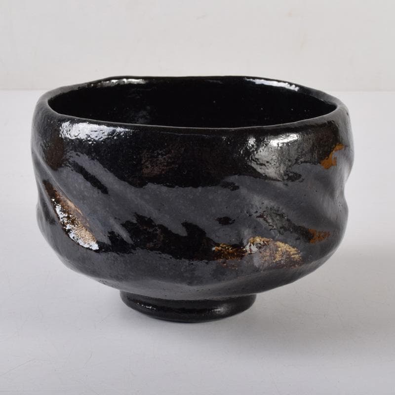 Gojyo　茶道具　楽焼　佐々木松楽作　黒楽茶碗　共布共箱　V　7400
