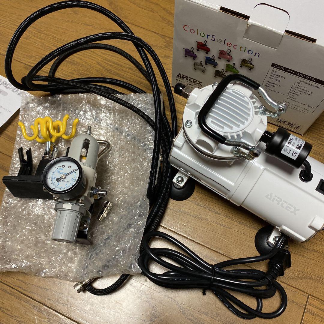 エアーパワーコンプレッサー、エアレギュレーター、エアブラシ、スタンドセット売り‼️