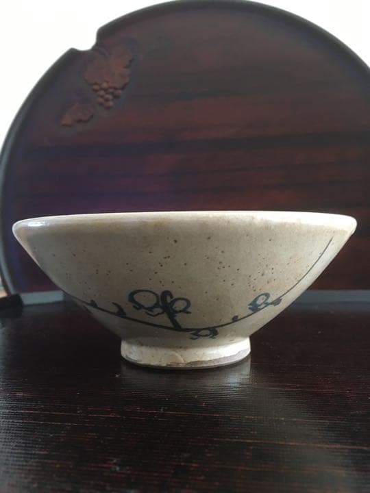 茶碗　古美濃茶碗 白梅図 御本手 時代物　　　平茶碗（書付箱入）