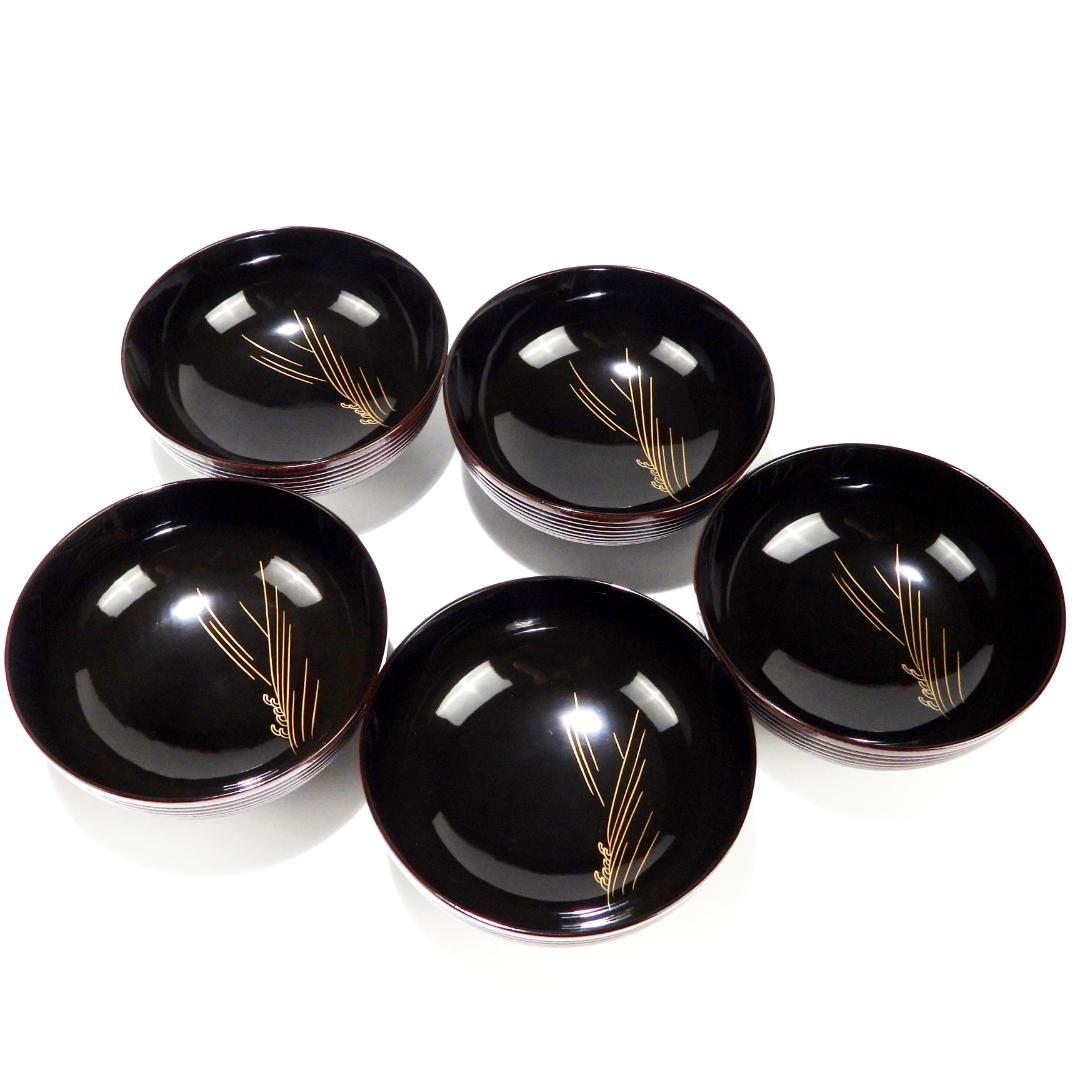 輪島塗　春帆作　金蒔絵　木製　蓋付椀　お煮物椀　吸物椀　5客