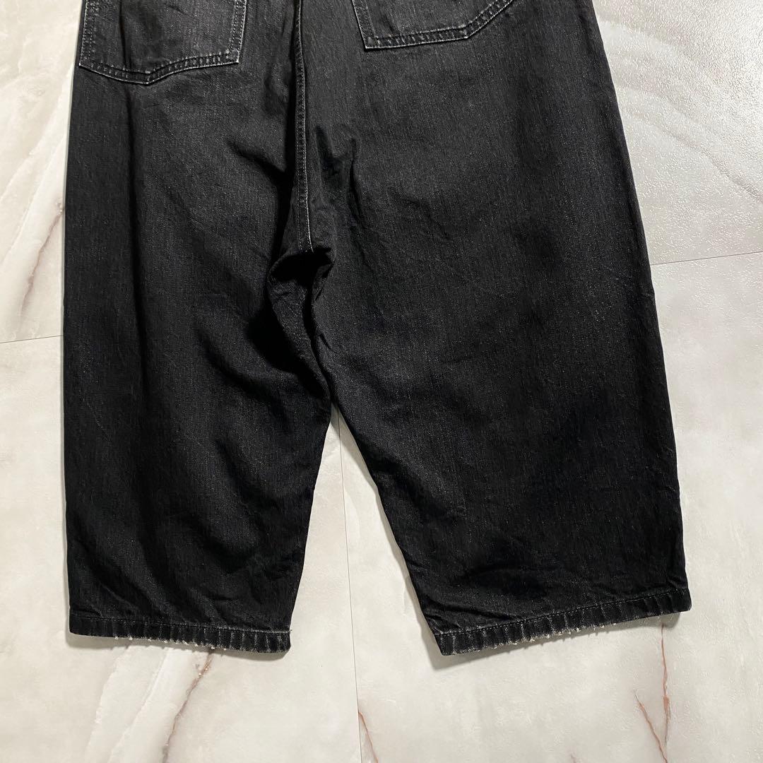 A15845 キディル　ワイドサルエルブラックデニムパンツ　黒44