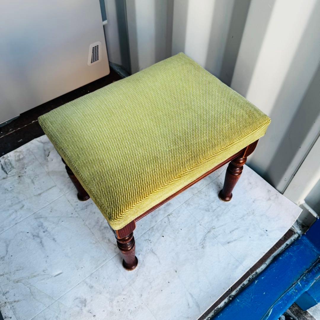 美品！三越家具Brugge(ブルージュ) オーク材クラシック スツール グリーン