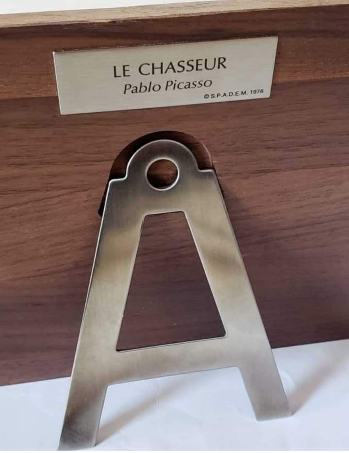 安心の本物保証。PABLOPICASSO作「狩人」ピカソ、純銀製、相続人承諾書、
