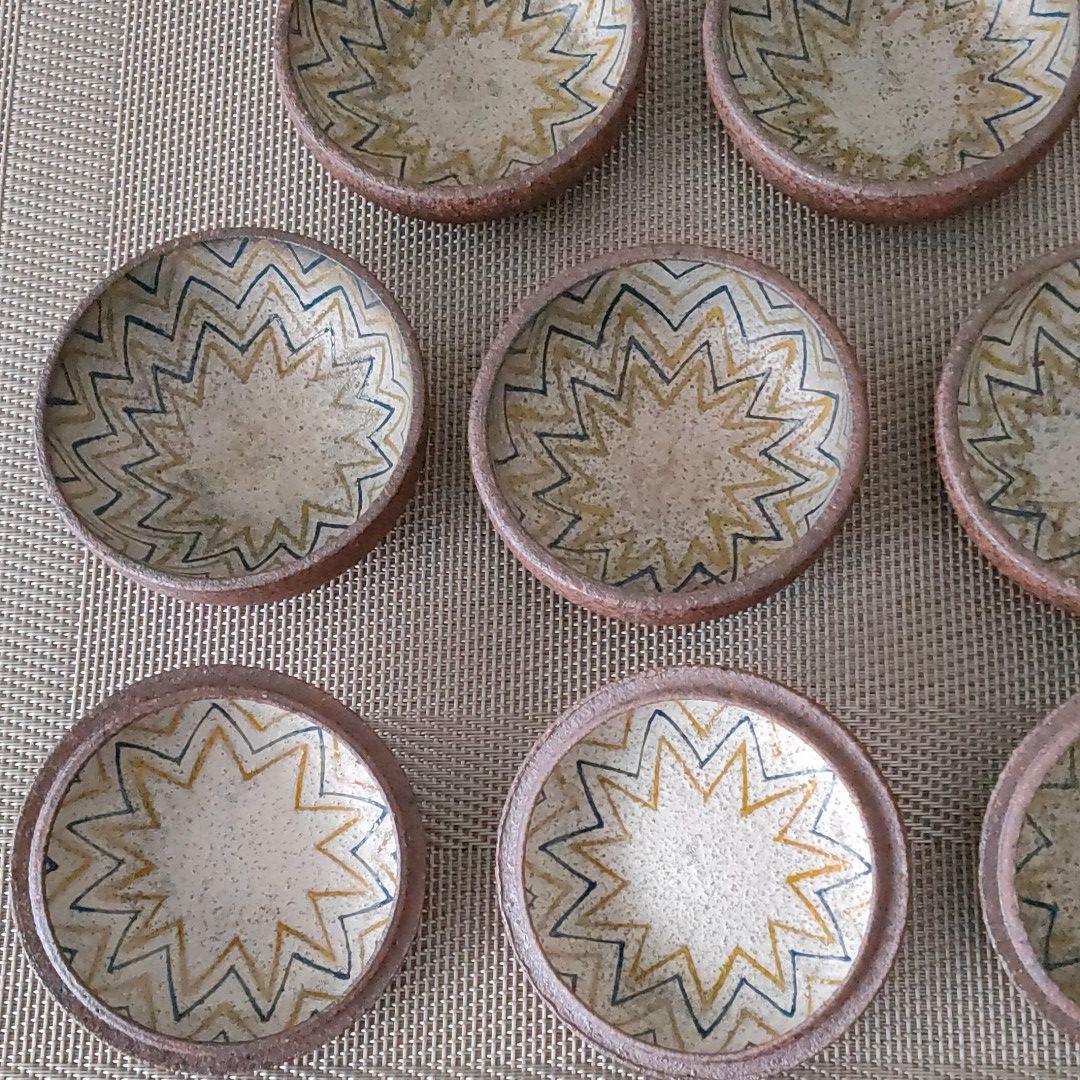 ベン・コーエン 焼締め口取蓋付き器 ６個